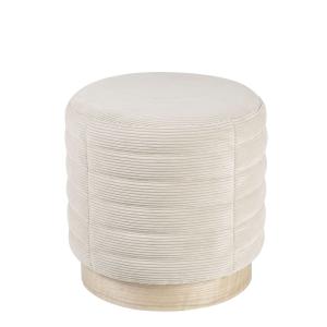 Puff de efecto terciopelo con base de madera natural chapad…