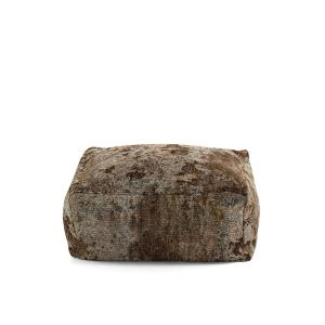 Puff desenfundable de algodón marrón 50x50x25 cm