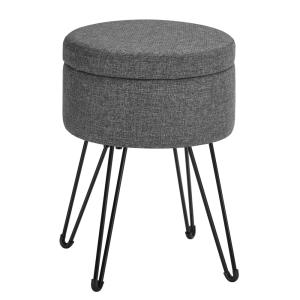 Puff redondo con almacenaje de 9,4 L de color gris