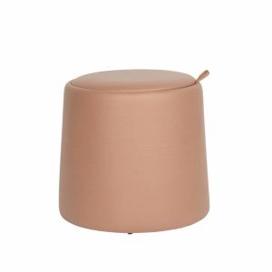 Puff redondo con almacenaje en polipiel rosa 42x45x45