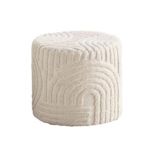 Puff redondo de borreguito con relieve, blanco
