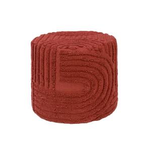 Puff redondo de borreguito con relieve, terracota