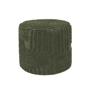 Puff redondo de borreguito con relieve, verde kaki