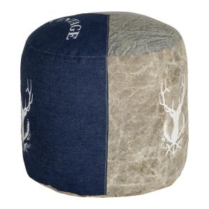 Puff redondo jacksonville ø35x43cm en lona y vaquero azul h…