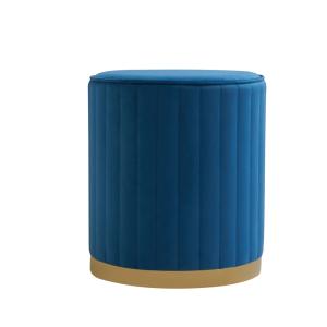 Puff terciopelo azul base oro ø36cm