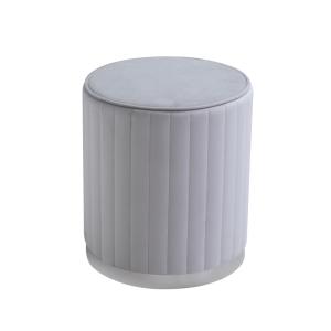 Puff terciopelo gris claro base cromada ø36cm