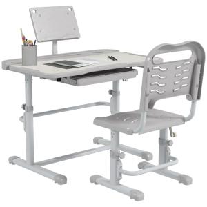 Pupitre infantil 80x49.5x104 cm gris y blanco