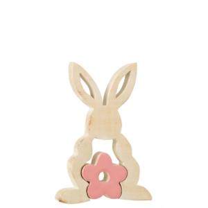 Puzzle de conejo de madera rosa 21x14x2,5cm