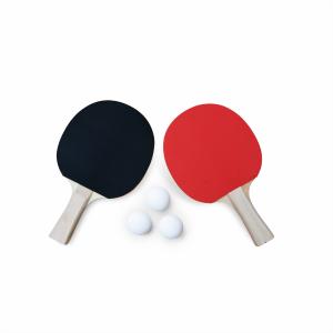 Raqueta de ping pong con 3 pelotas, set de 2, negro/rojo