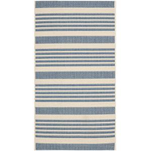 Rayas neutral/azul alfombra 80 x 150
