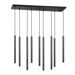 Regleta de techo 9 luces de metal y pantallas cilíndricas n…