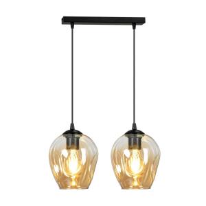 Regleta de techo con 2 pantallas achatadas de cristal ámbar