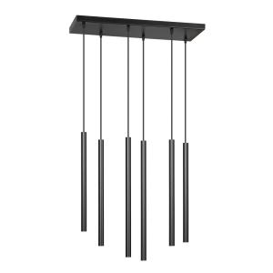 Regleta de techo con 6 pantallas cilíndricas de metal negro…