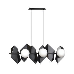 Regleta de techo original con piezas de metal negro y 6 esf…
