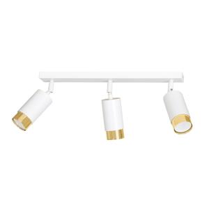 Regleta lineal elegante blanco con 3 focos orientables dora…