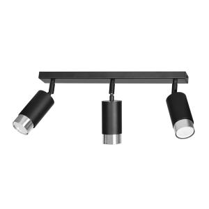 Regleta lineal elegante negro con 3 focos orientables croma…