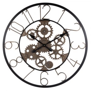 Reloj con engranajes de metal negro y efecto oxidado D.80