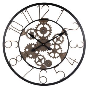Reloj con engranajes de metal negro y efecto oxidado D.80 cm