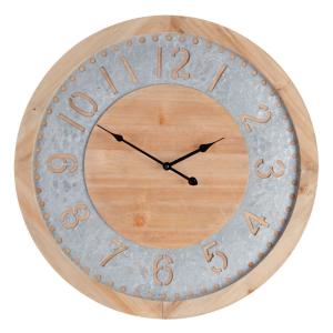 Reloj con moldura de abeto natural y hierro de Ø 60 cm