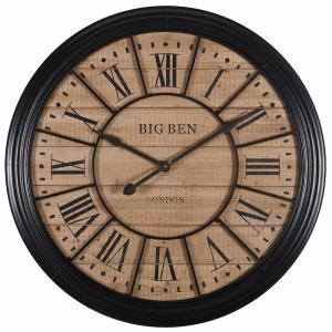 Reloj de abeto y metal negro D.100 cm