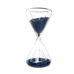 Reloj de arena azul en vidrio transparente Alt. 15 cm