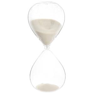Reloj de arena de cristal reciclado transparente y blanco