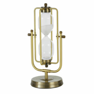 Reloj de arena decorativo de cristal y metal dorado Alt. 30