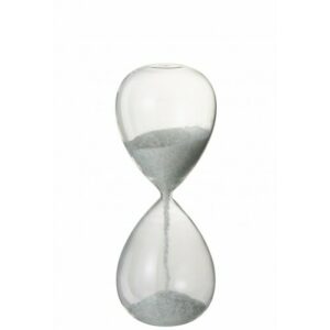 Reloj de arena perlas vidrio blanco Alt. 33 cm