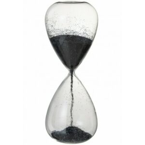 Reloj de arena perlas vidrio negro extra Alt. 40 cm