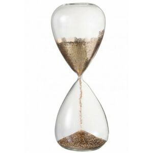 Reloj de arena perlas vidrio oro extra alt. 40 cm