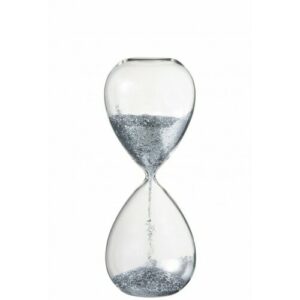 Reloj de arena perlas vidrio plata alt. 32 cm