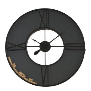 Reloj de cristal y metal negro con corcho D. 91