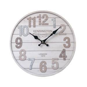 Reloj de madera de banda horizontal blanco y gris D. 33,8 cm