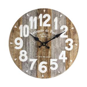 Reloj de madera estilo vintage blanco y marrón D. 33,8 cm