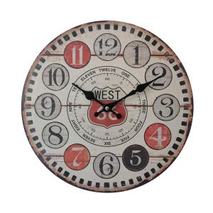 Reloj de madera estilo vintage marrón, negro y rojo D.33,8…