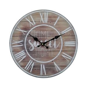 Reloj de madera home sweet home marrón y blanco D.33,8 cm