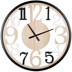 Reloj de pared calado beige, blanco y negro D70 cm
