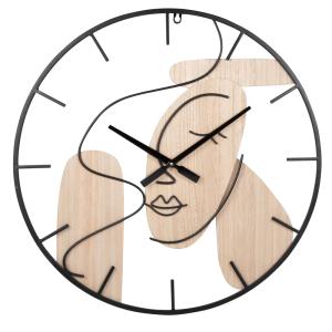 Reloj de pared con diseño de rostro abstracto beige y negro…