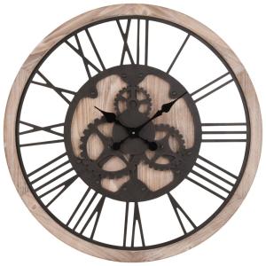 Reloj de pared con engranajes de color natural y negro D.79…