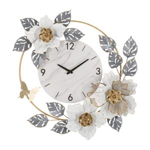 Reloj de pared con flores de metal multicolor 64x8x64 cm