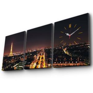 Reloj de pared con lienzo de madera multicolor 96x40x3 cm