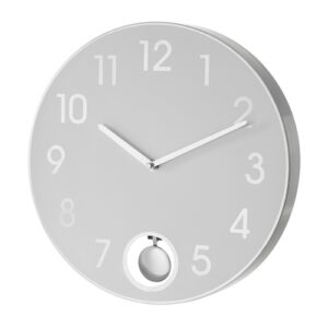 Reloj de pared con péndulo de aluminio plateado
