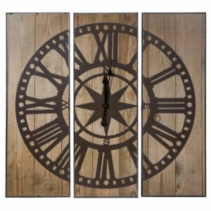 Reloj de pared cuadrado de madera marrón 90 cm