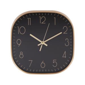Reloj de pared cuadrado negro y dorado 30 x 30