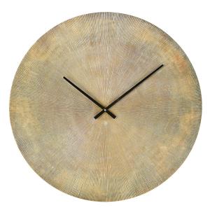 Reloj de pared de aluminio estriado color latón, D. 74 cm