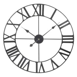 Reloj de pared de hierro negro, D. 60 cm