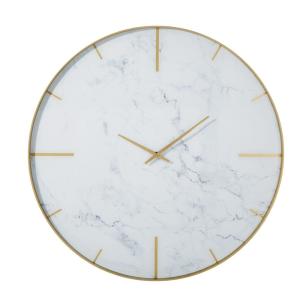 Reloj de pared de metal dorado y cristal estampado efecto m…
