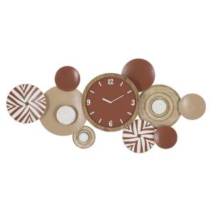 Reloj de pared de metal marrón y madera  127,6x7,6x61 cm