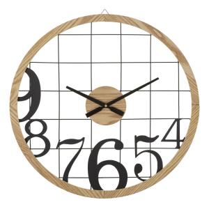 Reloj de pared de metal marrón y madera ø 60x2,5 cm