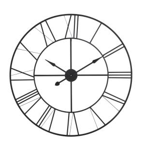 Reloj de pared de metal negro D. 105 cm